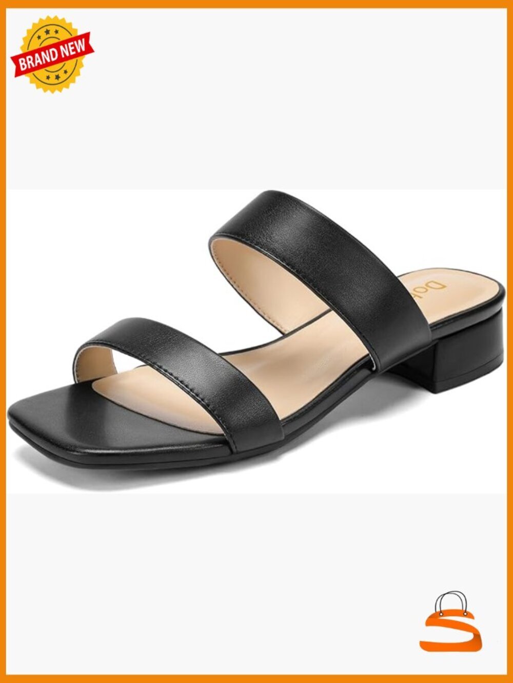 Square Open Toe Heeled Sandals 1.4-Inch Block Heel Wide Feet Friendly